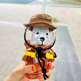 Summer Camping Plush Bear Camping Milk/Water Bottle