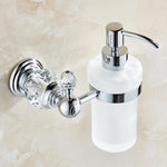 Europe Brass Crystal Liquid Soap Dispenser Antique Frosted Glass Container Bottle With Silver Finish Bathroom Products zy10